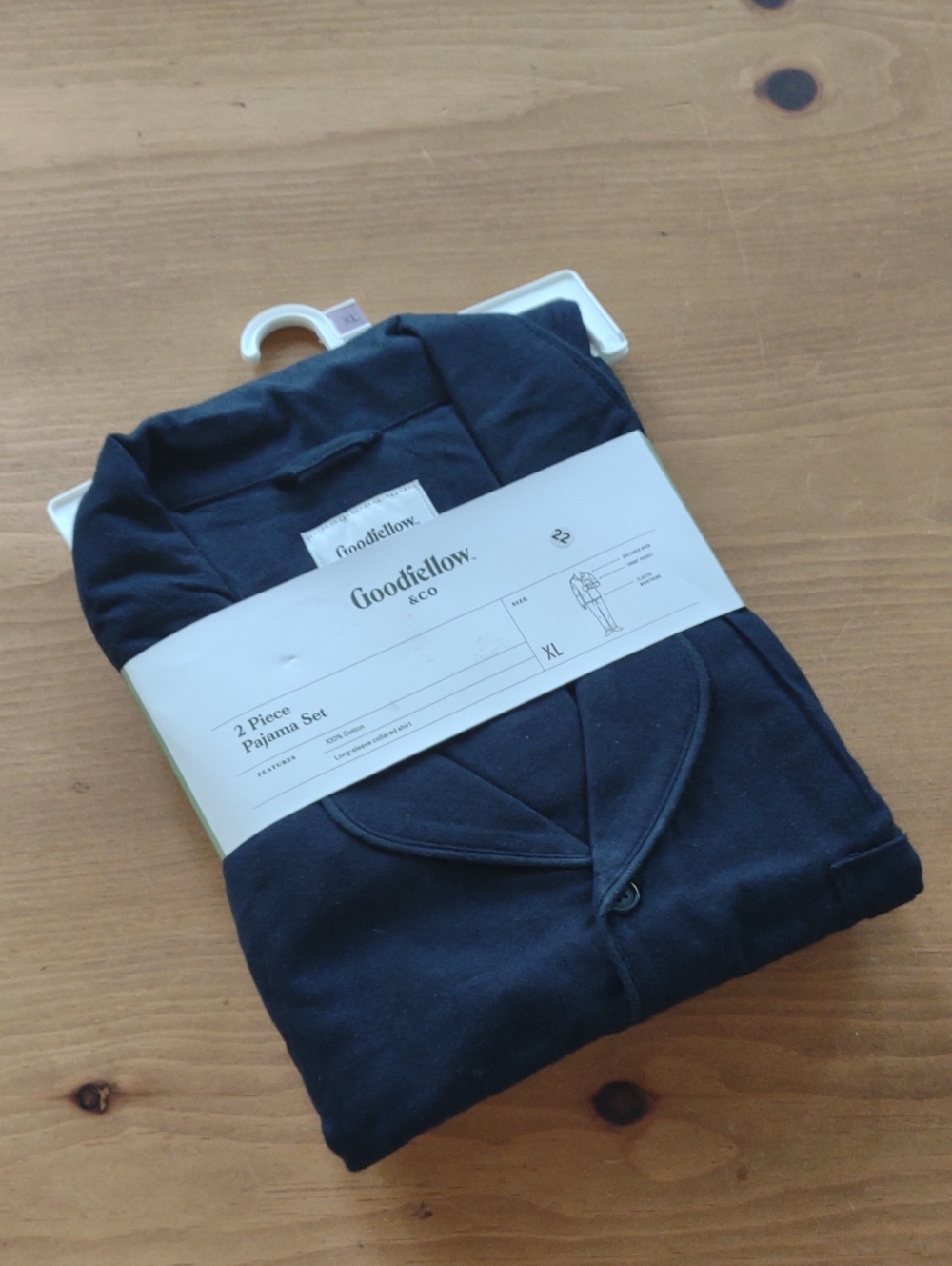 New Soft 100% Cotton Flannel Goodfellow &Co Navy Blue 2 Piece Pajama Set Size XL